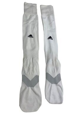 Adidas White Over-The-Calf Socks With Gray Chevron Design Unisex Size Large
